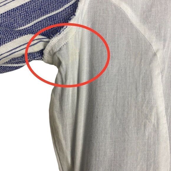 Tularosa women's Blue & White Striped Short Sleeve Fit And Flare Iris Dress US M - Picture 7 of 12